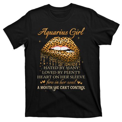 Aquarius Birthday Gifts Funny Leopard Sexy Lip T-Shirt