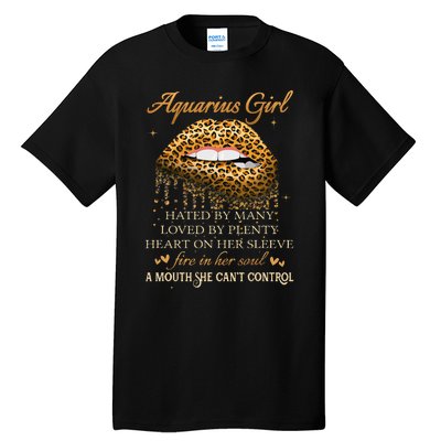 Aquarius Birthday Gifts Funny Leopard Sexy Lip Tall T-Shirt