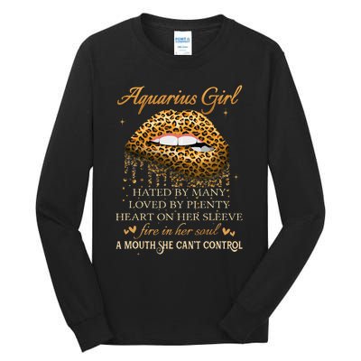 Aquarius Birthday Gifts Funny Leopard Sexy Lip Tall Long Sleeve T-Shirt