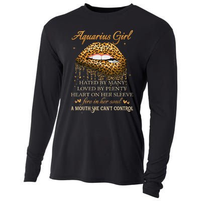 Aquarius Birthday Gifts Funny Leopard Sexy Lip Cooling Performance Long Sleeve Crew