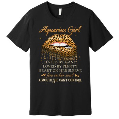 Aquarius Birthday Gifts Funny Leopard Sexy Lip Premium T-Shirt