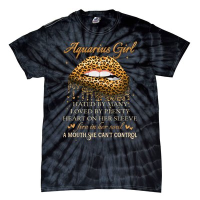 Aquarius Birthday Gifts Funny Leopard Sexy Lip Tie-Dye T-Shirt