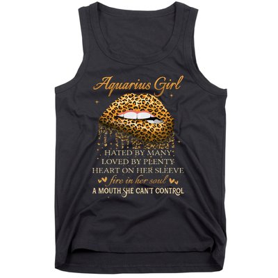 Aquarius Birthday Gifts Funny Leopard Sexy Lip Tank Top