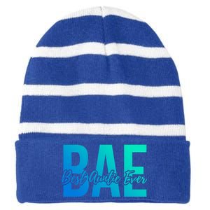 Aun Bae Gift Best Auntie Ever Cute Gift Striped Beanie with Solid Band