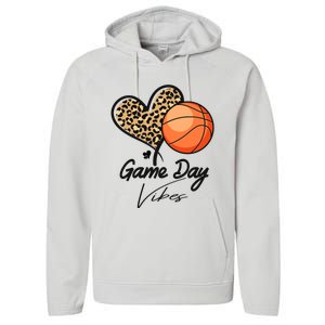 America Basketball Game Day Vibes Basketball Mom Leopard Performance Fleece Hoodie