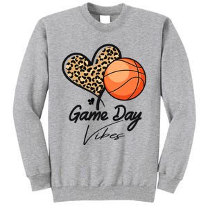 America Basketball Game Day Vibes Basketball Mom Leopard Tall Sweatshirt