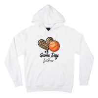 America Basketball Game Day Vibes Basketball Mom Leopard Hoodie