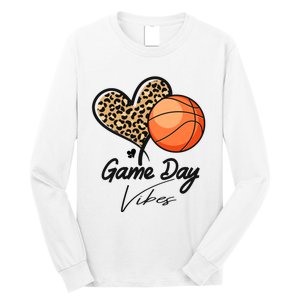 America Basketball Game Day Vibes Basketball Mom Leopard Long Sleeve Shirt