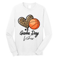 America Basketball Game Day Vibes Basketball Mom Leopard Long Sleeve Shirt