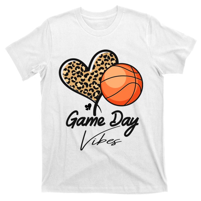 America Basketball Game Day Vibes Basketball Mom Leopard T-Shirt