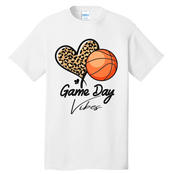 America Basketball Game Day Vibes Basketball Mom Leopard Tall T-Shirt