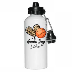 America Basketball Game Day Vibes Basketball Mom Leopard Aluminum Water Bottle