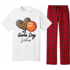 America Basketball Game Day Vibes Basketball Mom Leopard Pajama Set