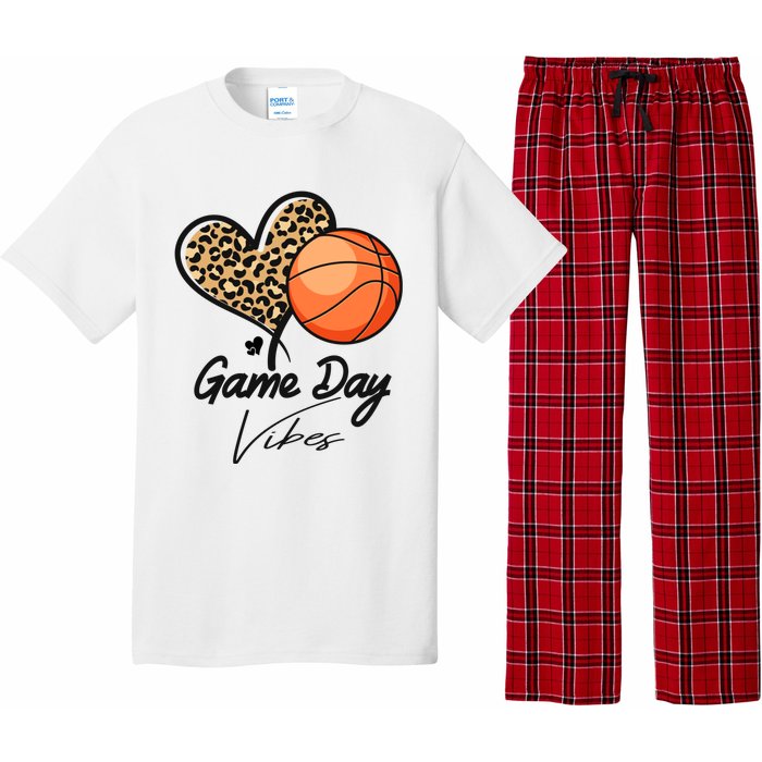 America Basketball Game Day Vibes Basketball Mom Leopard Pajama Set