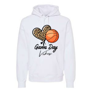 America Basketball Game Day Vibes Basketball Mom Leopard Premium Hoodie