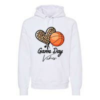 America Basketball Game Day Vibes Basketball Mom Leopard Premium Hoodie