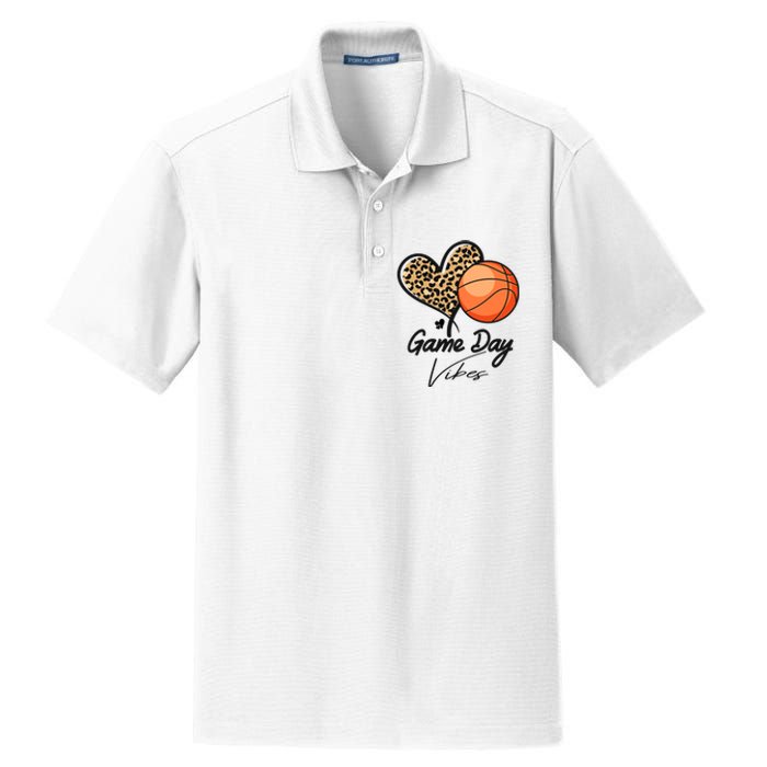 America Basketball Game Day Vibes Basketball Mom Leopard Dry Zone Grid Polo