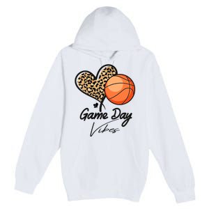 America Basketball Game Day Vibes Basketball Mom Leopard Premium Pullover Hoodie