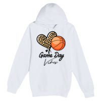 America Basketball Game Day Vibes Basketball Mom Leopard Premium Pullover Hoodie