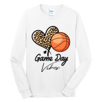 America Basketball Game Day Vibes Basketball Mom Leopard Tall Long Sleeve T-Shirt