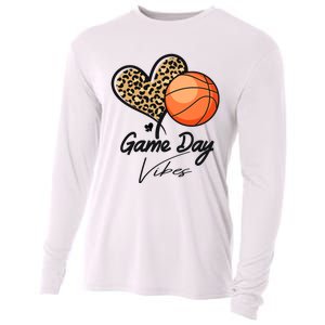 America Basketball Game Day Vibes Basketball Mom Leopard Cooling Performance Long Sleeve Crew