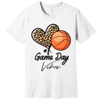 America Basketball Game Day Vibes Basketball Mom Leopard Premium T-Shirt