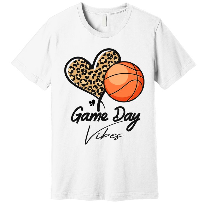 America Basketball Game Day Vibes Basketball Mom Leopard Premium T-Shirt