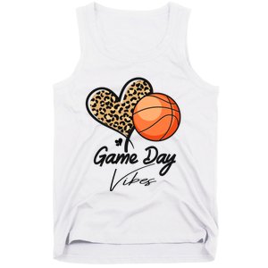 America Basketball Game Day Vibes Basketball Mom Leopard Tank Top