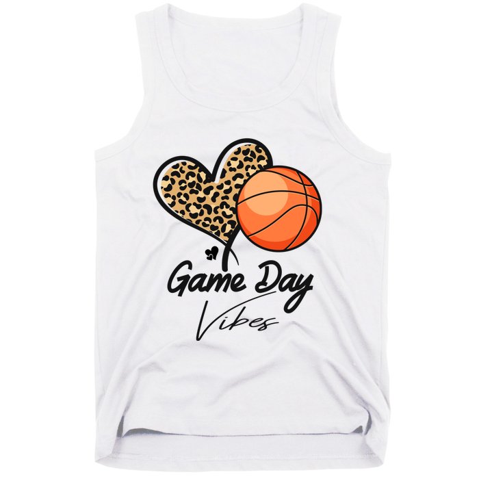 America Basketball Game Day Vibes Basketball Mom Leopard Tank Top