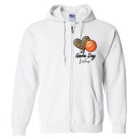 America Basketball Game Day Vibes Basketball Mom Leopard Full Zip Hoodie