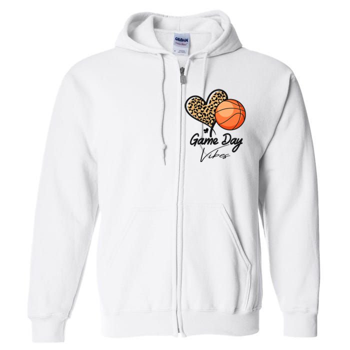 America Basketball Game Day Vibes Basketball Mom Leopard Full Zip Hoodie