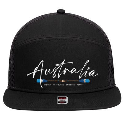 Australia Beach Graphic 7 Panel Mesh Trucker Snapback Hat