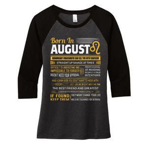 August Birthday Gifts Born In August Leo Women's Tri-Blend 3/4-Sleeve Raglan Shirt