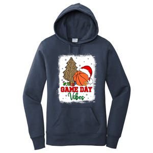 America Basketball Game Day Vibes Leopard Ball Santa Hat Gift Women's Pullover Hoodie