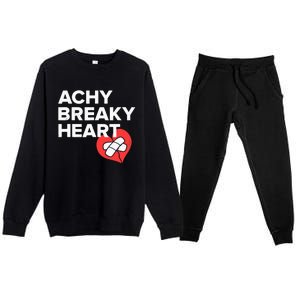 Achy Breaky Heart Gift For Music Lovers Premium Crewneck Sweatsuit Set