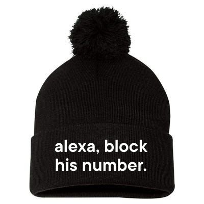 Alexa Block His Number Pom Pom 12in Knit Beanie