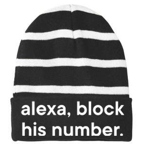 Alexa Block His Number Striped Beanie with Solid Band