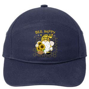 Adorable Bee Happy Bee Gnome With Sunflowers Gift 7-Panel Snapback Hat