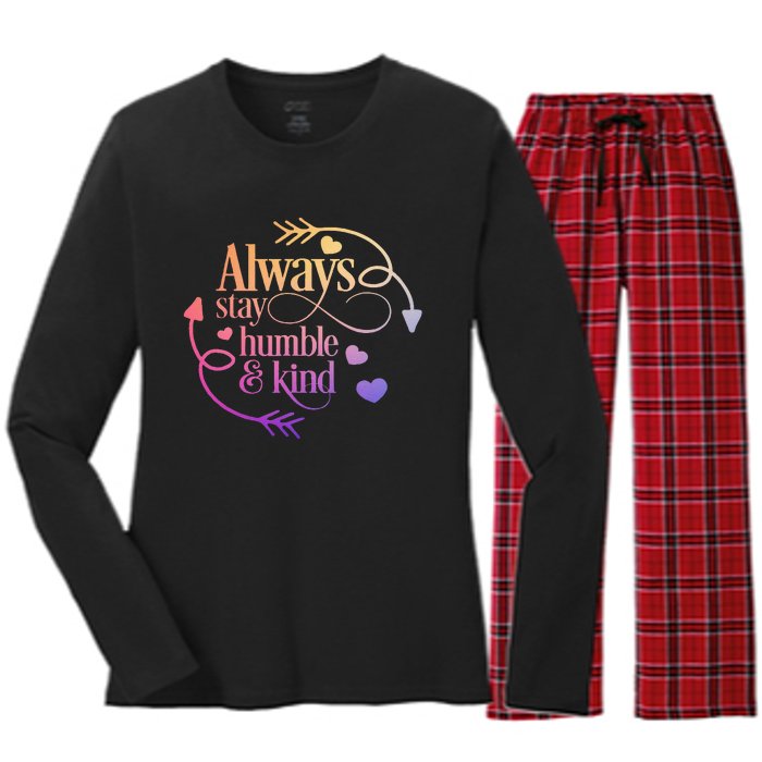 Always Be Humble And Kind Funny Women's Long Sleeve Flannel Pajama Set 