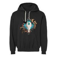 Aztec Bull Horns Pattern Design Garment-Dyed Fleece Hoodie