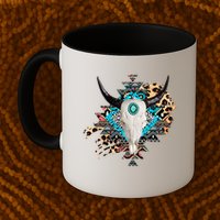 Aztec Bull Horns Pattern Design Mug