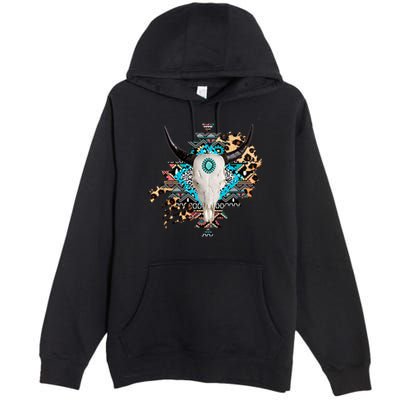 Aztec Bull Horns Pattern Design Premium Pullover Hoodie