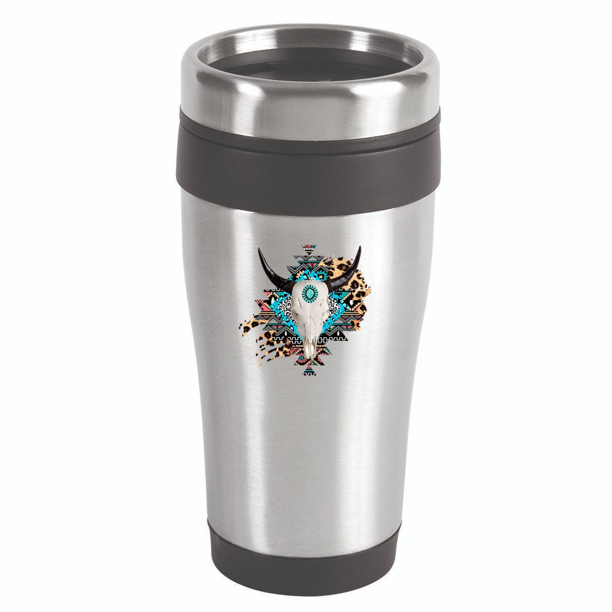 Aztec Bull Horns Pattern Design 16oz Travel Tumbler
