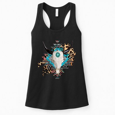 Aztec Bull Horns Pattern Design Womens Tank Top