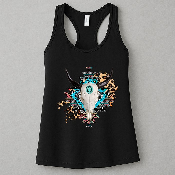 Aztec Bull Horns Pattern Design Womens Tank Top