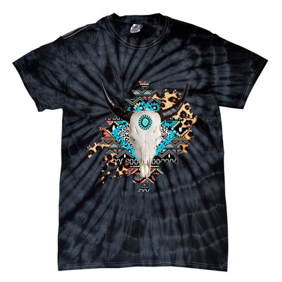 Aztec Bull Horns Pattern Design Tie-Dye T-Shirt