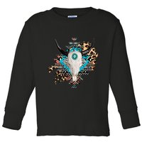 Aztec Bull Horns Pattern Design Toddler Long Sleeve Shirt