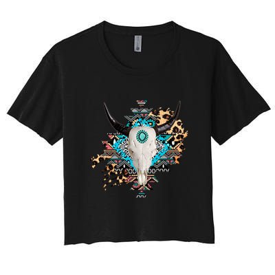 Aztec Bull Horns Pattern Design Crop Top