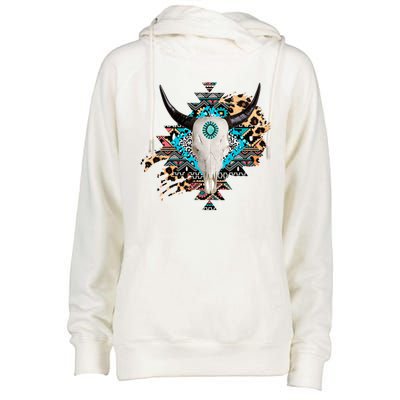 Aztec Bull Horns Pattern Design Womens Funnel Neck Pullover Hood