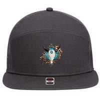 Aztec Bull Horns Pattern Design 7 Panel Mesh Trucker Snapback Hat